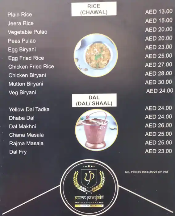 Pure Punjabi Menu in Business Bay, Dubai 