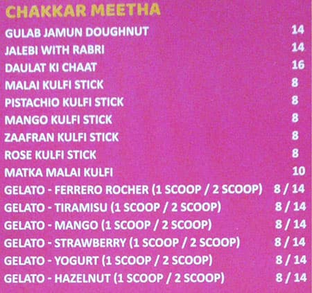 The Gol Chakkar Menu in Al Karama, Dubai 