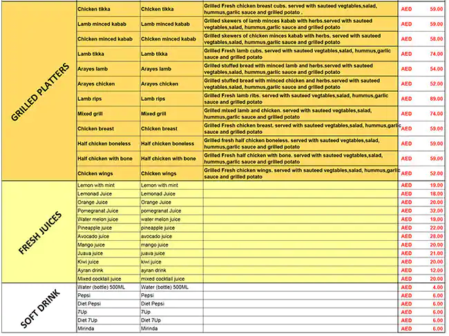 Healthy Grills Restaurant Menu 