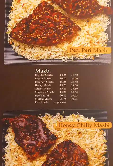 Arabian Majlis Restaurant Menu 