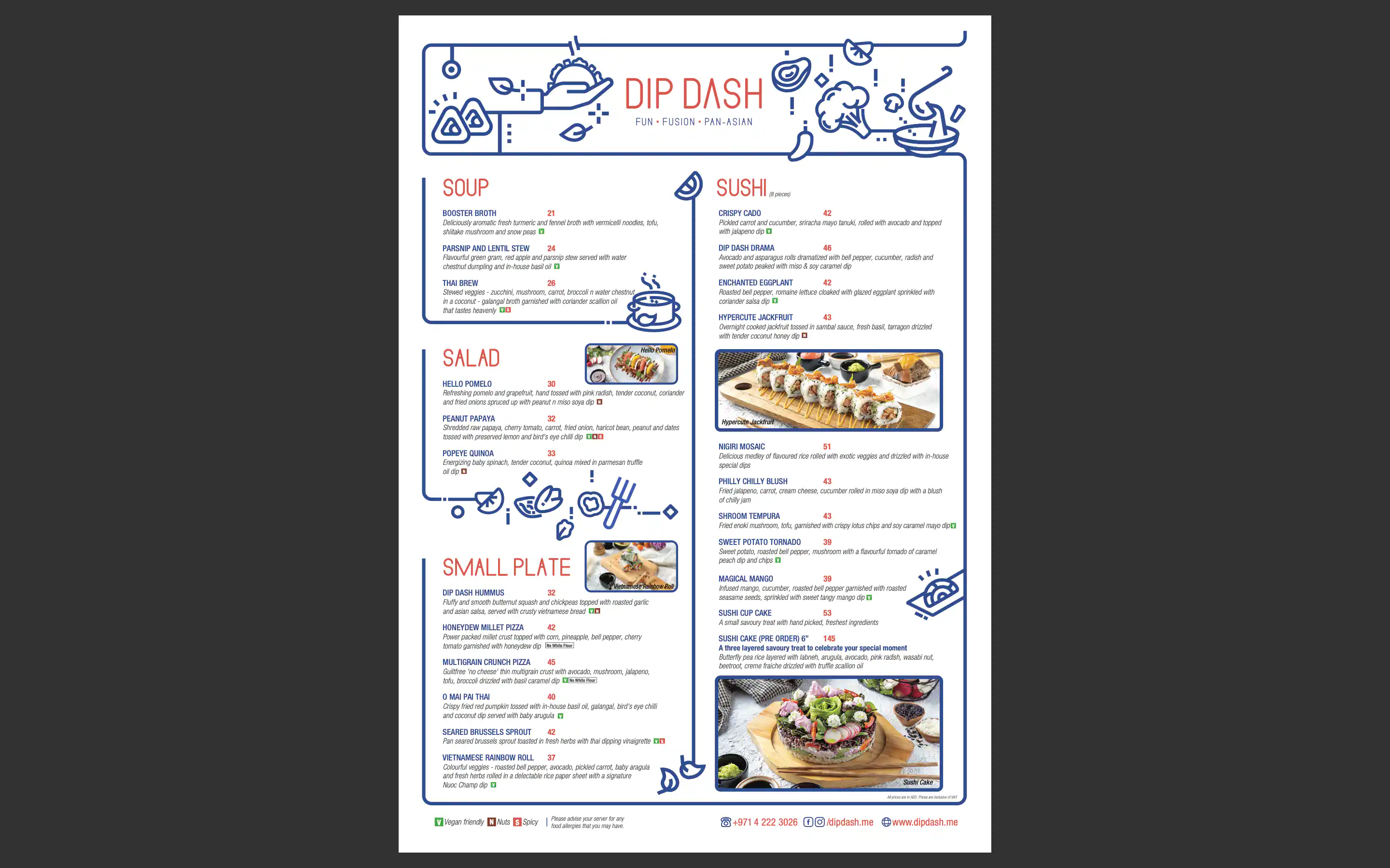 DIP DASH Restaurant & Cafe Menu 