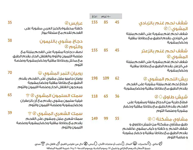 Al Baha - Al Khoory Sky Garden Hotel Menu 