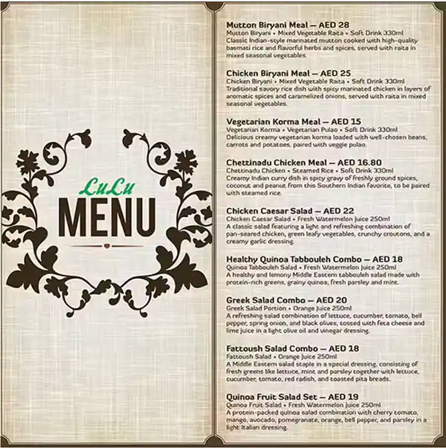 Best restaurant menu near Jebel Ali