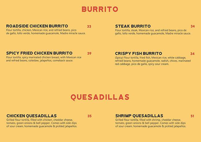 Taco De Madre #fortheloveoftacos Menu 