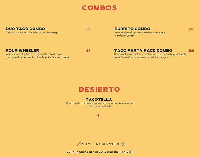 Taco De Madre #fortheloveoftacos Menu 