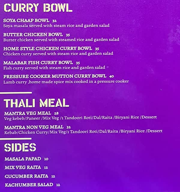 Masala Mantra Menu in Burj Khalifa Area 