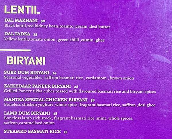 Masala Mantra Menu in Burj Khalifa Area 