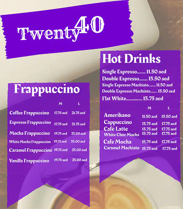 Twenty40 Menu in Barsha Heights, Dubai 