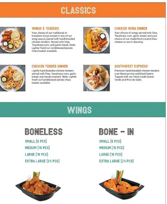 Buffalo's World Famous Wings Menu 