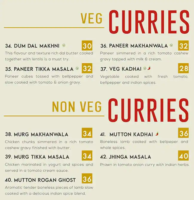 Dum Biryani Menu in Burj Khalifa Area 