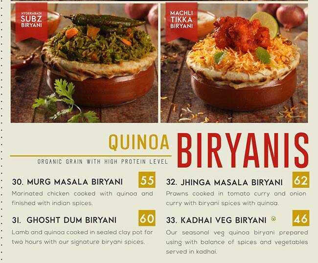 Dum Biryani Menu in Burj Khalifa Area 