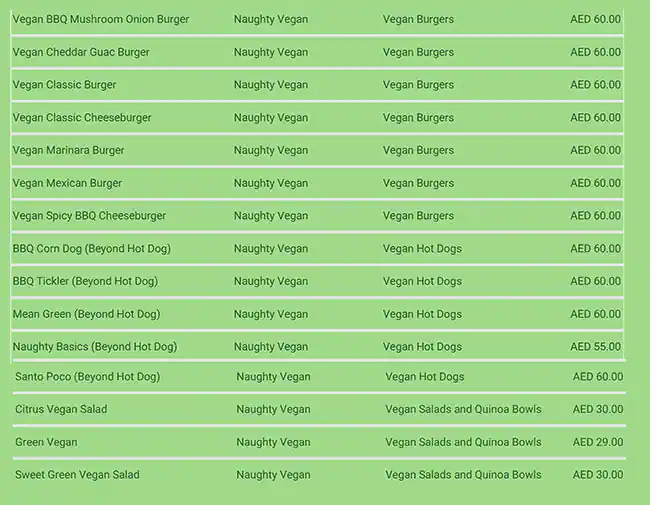 NAUGHTY VEGAN Menu in Mirdif & Around 