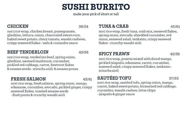 Enso- Sushi Burrito & Poke Bar Menu 