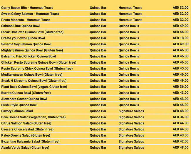 QUINOA BAR Menu in Mirdif & Around 