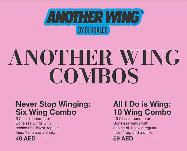 Another Wing by DJ Khaled Menu 