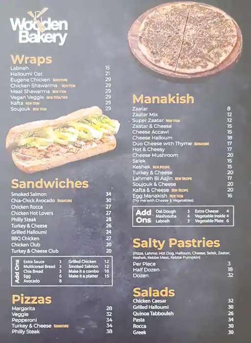 Wooden Bakery Menu in Bay Avenue, Business Bay, Dubai 