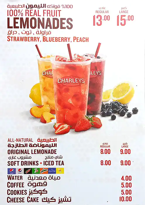 Charleys Philly Steaks Menu in Mall of the Emirates, Al Barsha, Dubai 