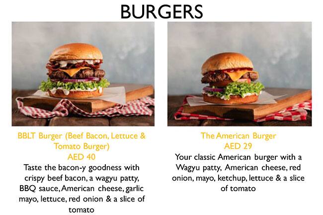 The Burger Fix Menu in Jumeirah 