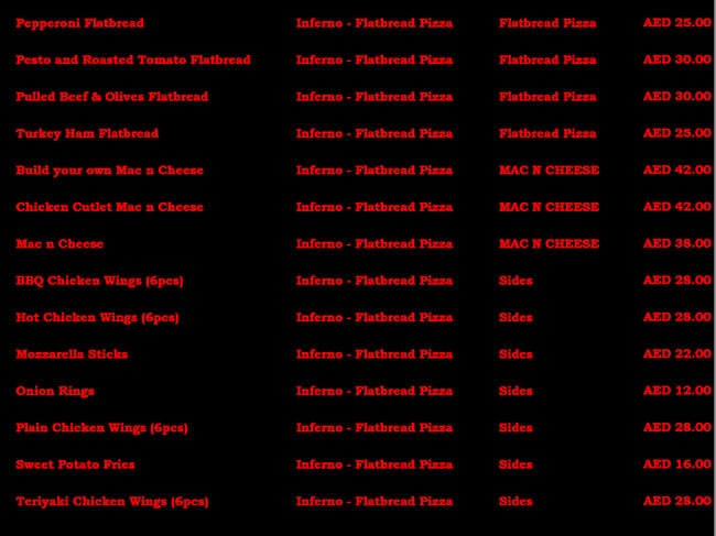 INFERNO - Flatbread Pizza Menu 