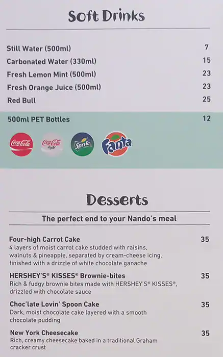 Nando's Sheikh Zayed Road Menu 