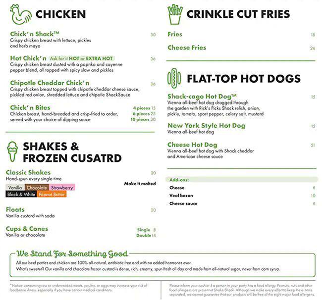 Shake Shack Menu in Deira 