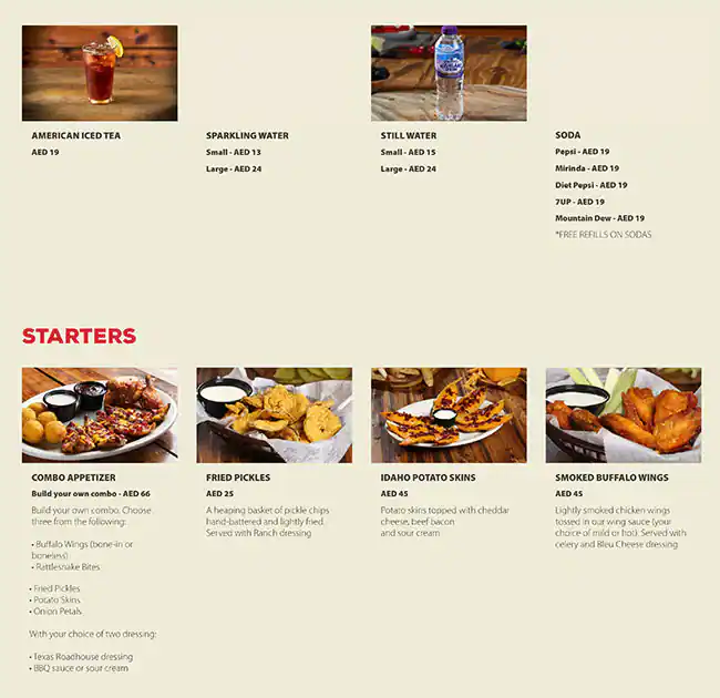 Texas Roadhouse - تكساس رودهاوس Menu 