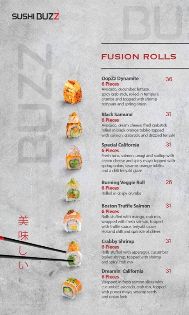 Sushi Buzz Menu in New Dubai 