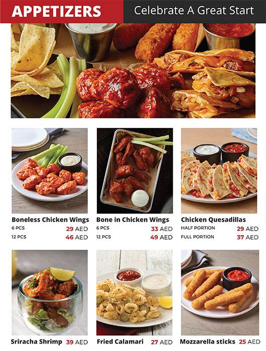 Applebee's Menu in Burj Khalifa Area 