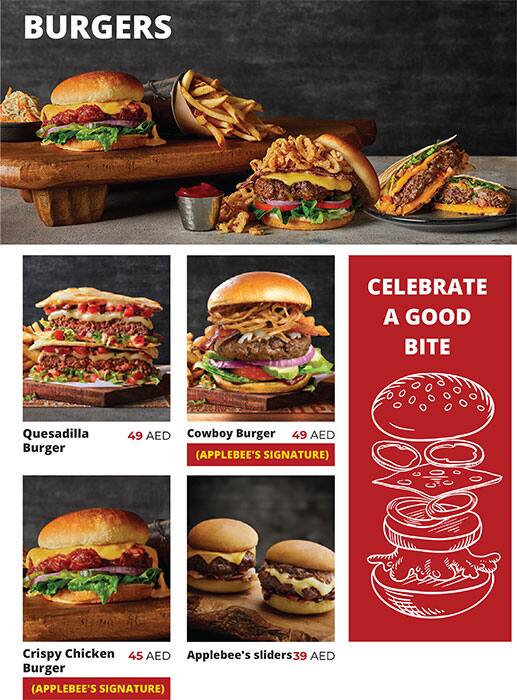 Applebee's Menu in Burj Khalifa Area 