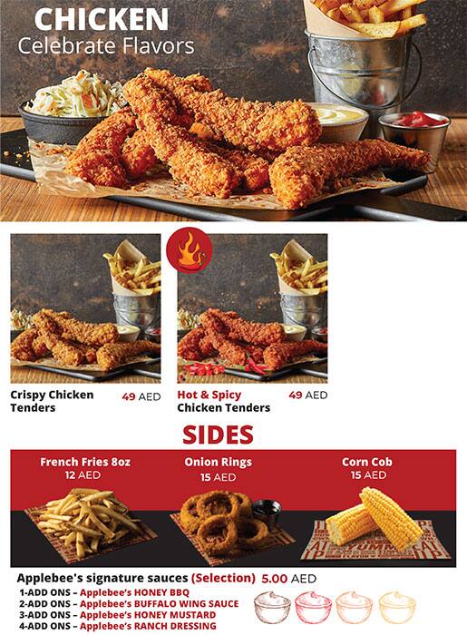 Applebee's Menu in Burj Khalifa Area 