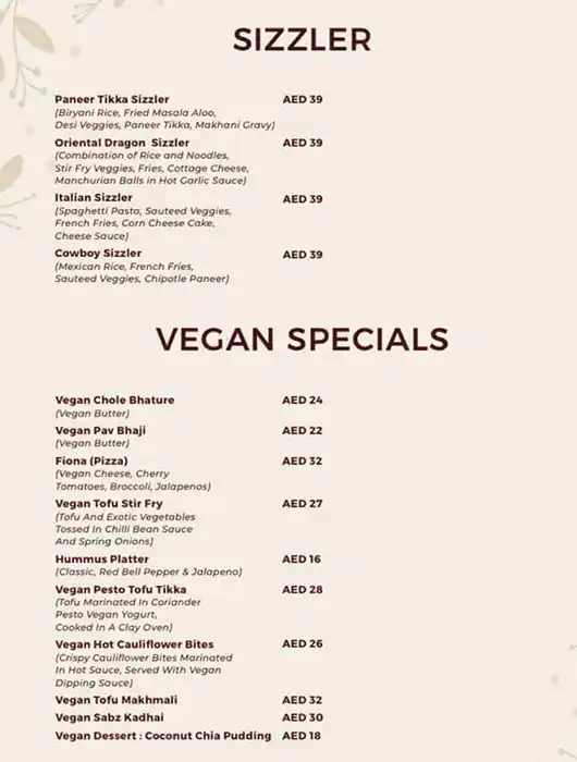 Veganesha Menu in Meena Bazaar, Dubai 