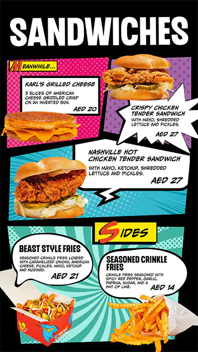 Mr. Beast Burger Menu in Mirdif & Around 