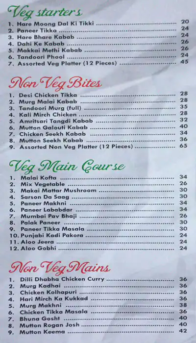 Dilli Dhaba Menu in Bur Dubai 