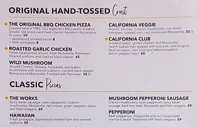 California Pizza Kitchen - كاليفورنيا بيتزا كيتشن Menu 