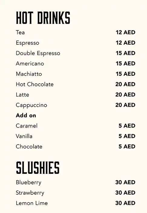 Smoke Stack Menu in Mall of the Emirates, Al Barsha, Dubai 