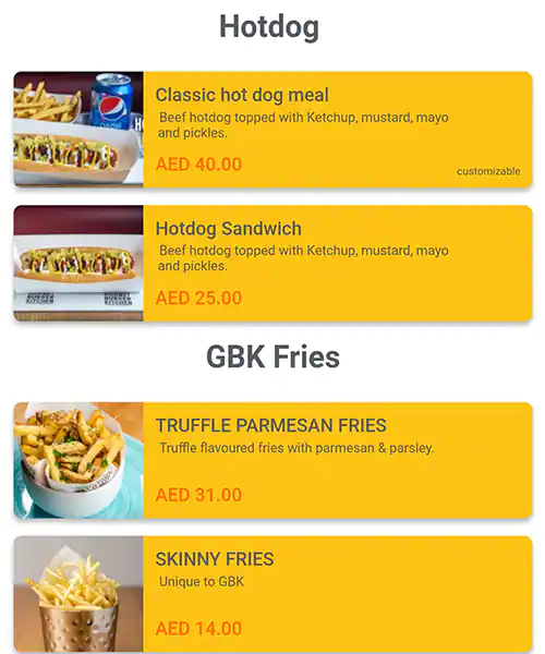 Gourmet Burger Kitchen Menu in City Centre Mirdif, Mirdif, Dubai 