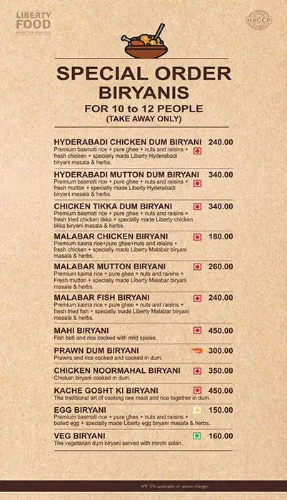 Liberty Food Menu in Al Quoz, Dubai 