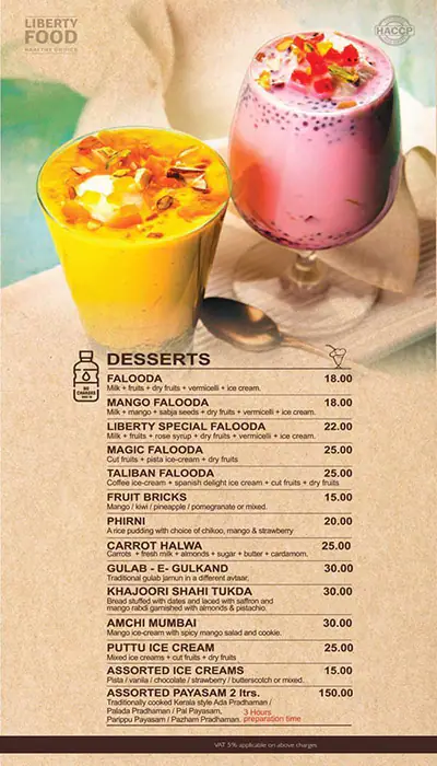 Liberty Food Menu in Al Quoz, Dubai 