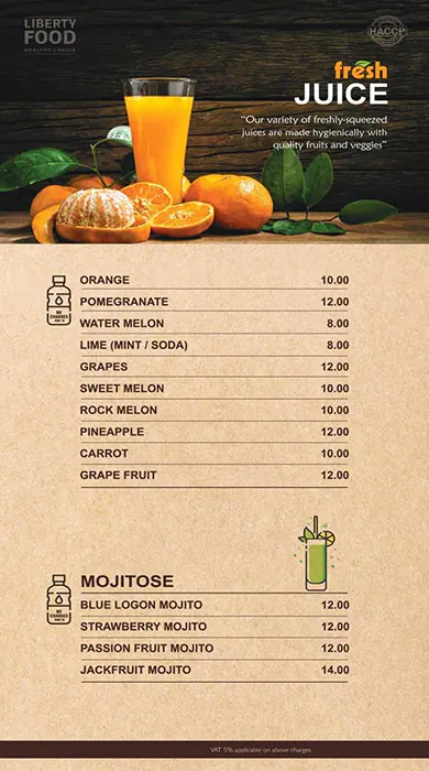 Liberty Food Menu in Al Quoz, Dubai 