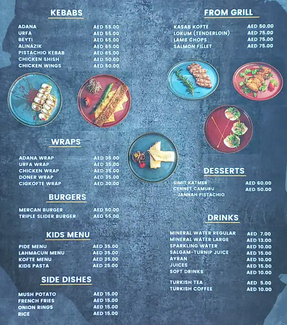 Mercan Restaurant Menu in Dubai Marina, Dubai 