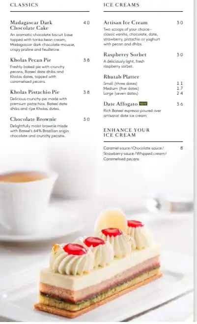 Cafe Bateel Menu in Dubai Media City, Dubai 