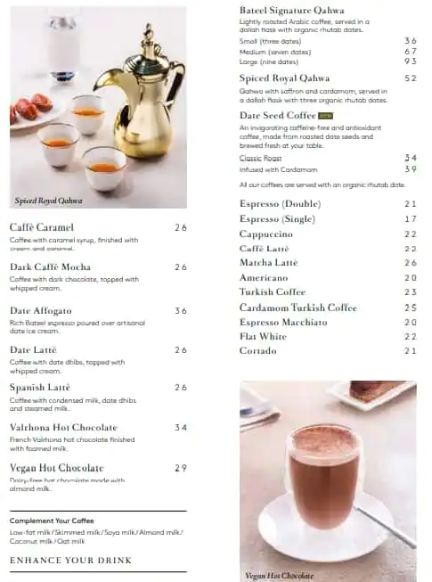 Cafe Bateel Menu in Dubai Media City, Dubai 