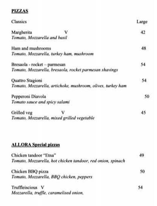 Allora Menu in New Dubai 