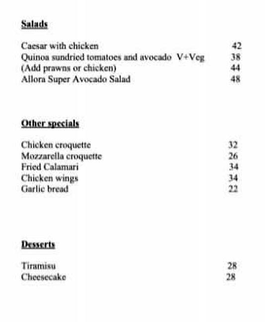 Allora Menu in New Dubai 