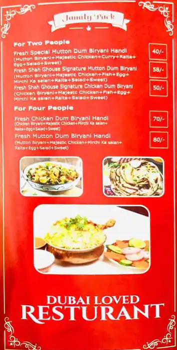 Shah Ghouse Menu in Al Nahda, Dubai 