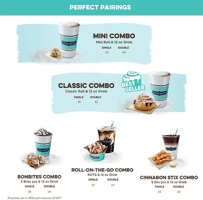 Cinnabon Menu in Mall of the Emirates, Al Barsha, Dubai 