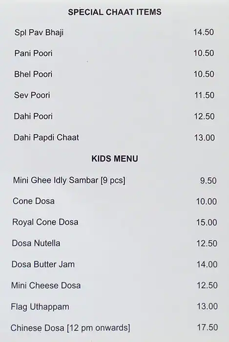 Saravanaa Bhavan Menu in Al Muteena, Dubai 