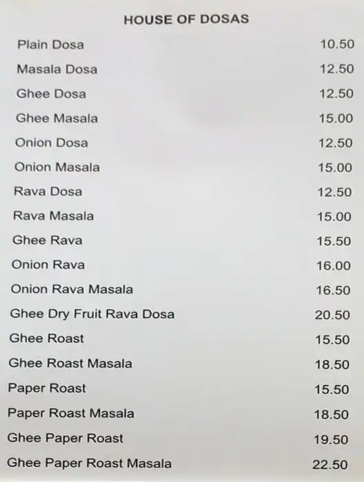 Saravanaa Bhavan - سرافانا بهافان Menu 