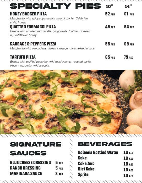 800 Degrees Pizza Menu in Barsha 