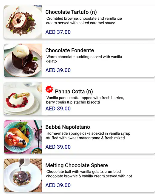 Carluccio's Menu in The Dubai Mall,Downtown Dubai, Dubai 